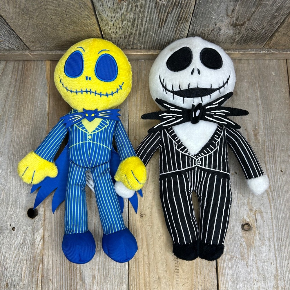Disney Nightmare Before Christmas Jack Skellington Plush Set 2 Black Neon Yellow
